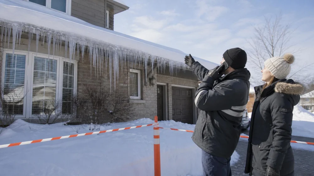 Roof Ice Dams: Check Ground-Level Signs and Stay Off