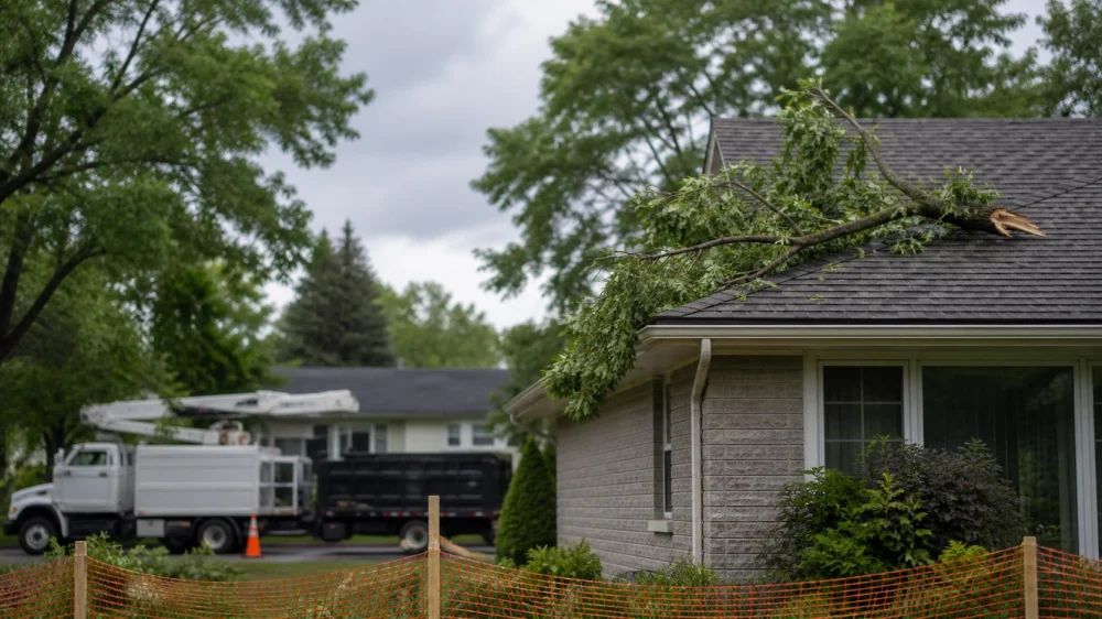 Tree Limb on the Roof: Keep Clear and Call the Right Help