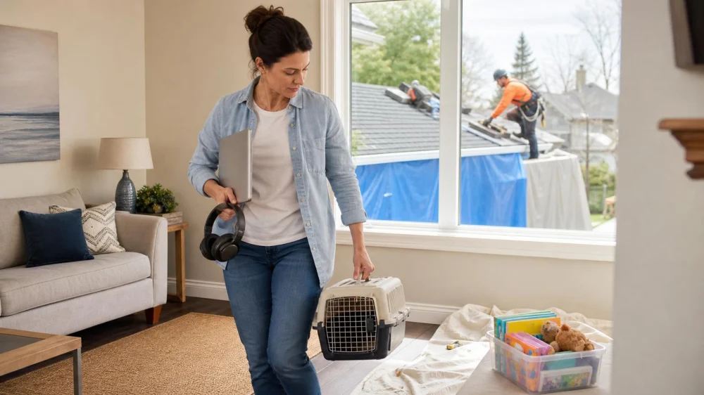 Roofing Work Noise: Plan for Kids, Pets, and Remote Work