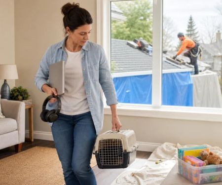 Roofing Work Noise: Plan for Kids, Pets, and Remote Work