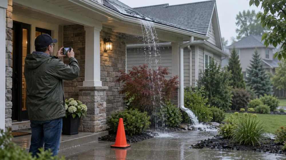 Roof Gutter Overflow: Observe the Pattern From the Ground
