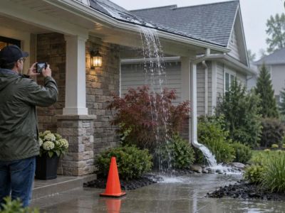 Roof Gutter Overflow: Observe the Pattern From the Ground