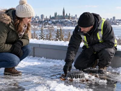 Canadian Roof Drain Check: Debris, Ice, and Safe Access