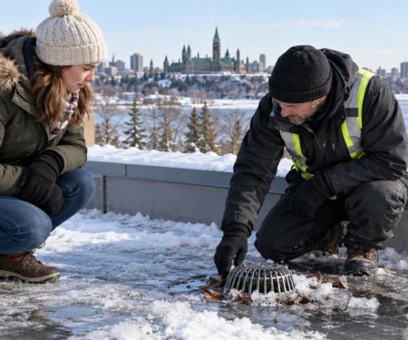 Canadian Roof Drain Check: Debris, Ice, and Safe Access