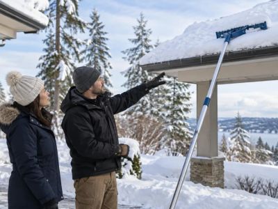 Roof Snow Rake Plan: Reach, Ground Space, and Hazards